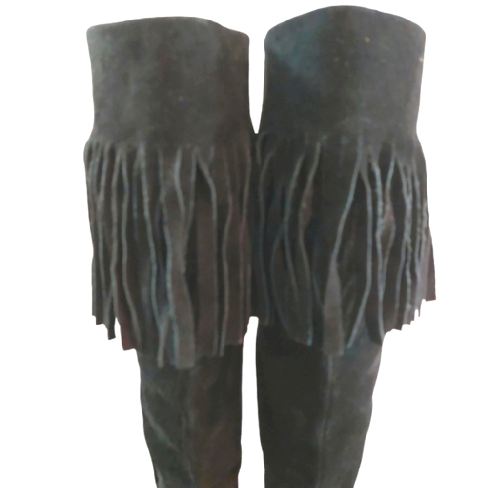 Nine West Suede Knee High Fringe Boots Size 9 - Picture 4 of 13